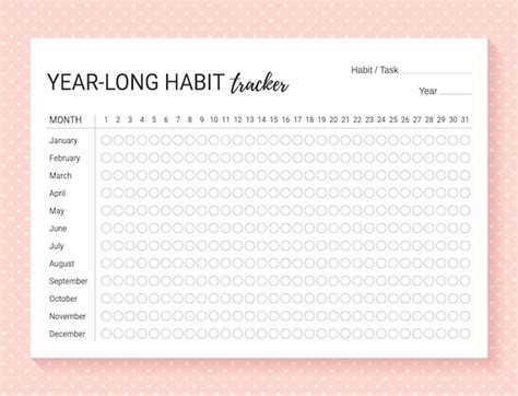 Premium Vector Habit Tracker Template Habit Diary For Year Vector