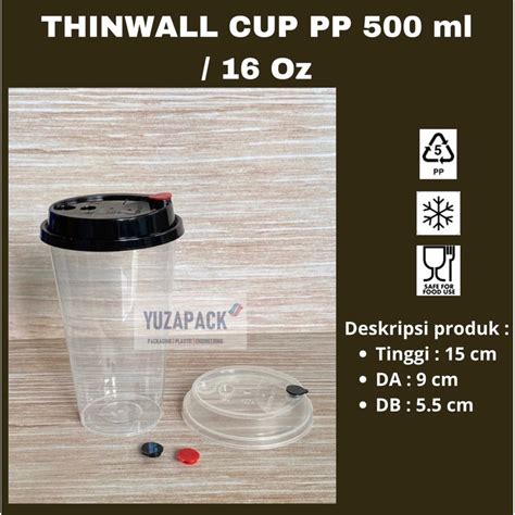 Jual Thinwall Cup Pp Gelas Plastik Boba Ml Oz Shopee Indonesia