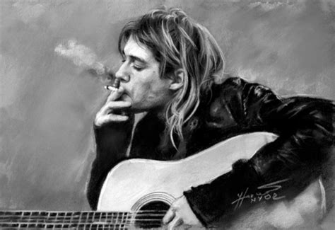 Kurt Cobain Guitar Poster Canvas Print Wooden Hanging Scroll