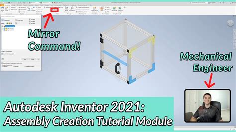 Assembly Mirror Command Autodesk Inventor Assembly Tutorial Autodesk Inventor 2021 In Depth