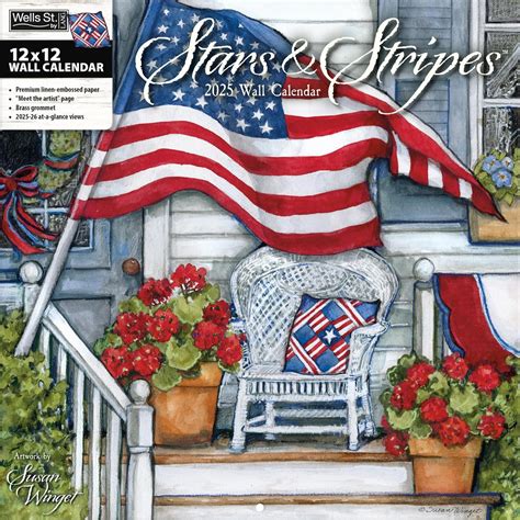 Amazon WSBL Stars Stripes 2025 12X12 Wall Calendar 25997001742