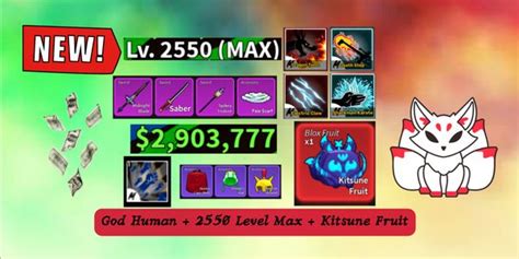 Beli Akun God Human 2550 Level Max Kitsune Fruit Blox Fruits Roblox