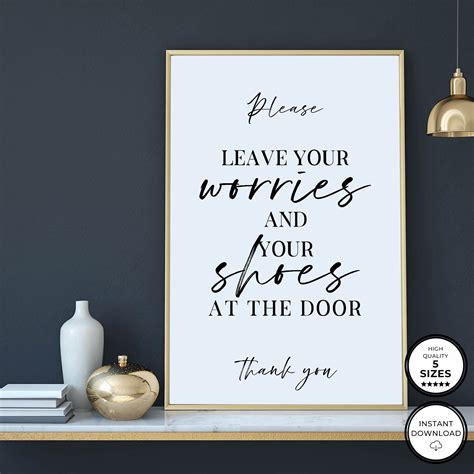 Leave Your Worries And Your Shoes At The Door Printable Wall Art