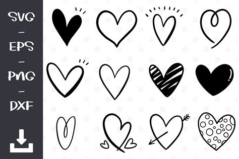 Doodle Heart Svg Sketch Heart Svg Hand Drawn Heart Svg Etsy