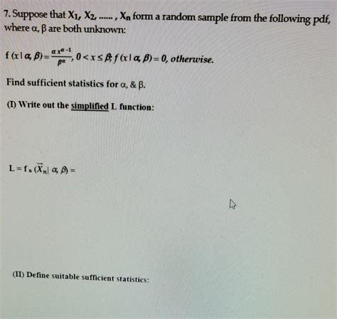 Solved Suppose That X X Xn Form A Random Chegg