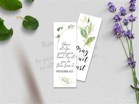 Printable Bookmarks Set Of Four Floral Watercolors Digital Unique Hand