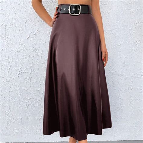 Shein High Waist Solid Flare Skirt Without Belt Pris