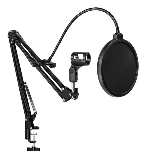 Pedestal Bra O Articulado Microfone Mesa Pop Filter Filtro Mercado