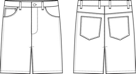 pantalones cortos de jean ilustración de dibujo técnico plano plantilla