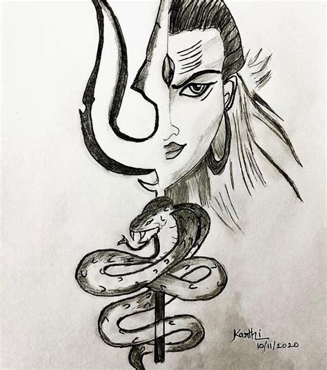 Artstation Lord Shiva With His Trishul And With His Snake Around His Neck