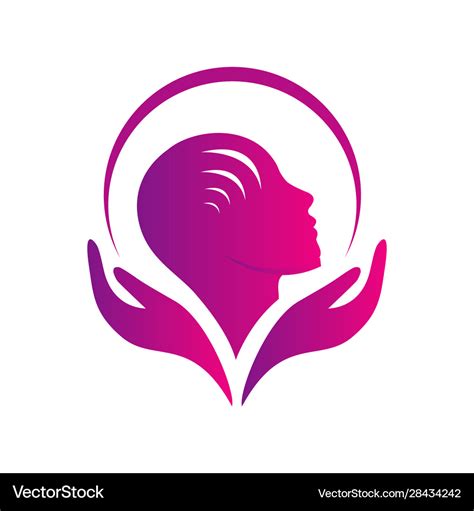 Mental Health Care Logo Design Head Leaf Hand Vector Image