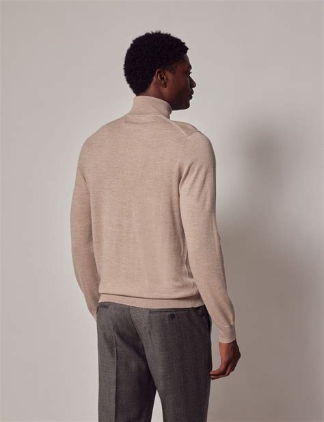 Men S Fawn Roll Neck Merino Wool Jumper