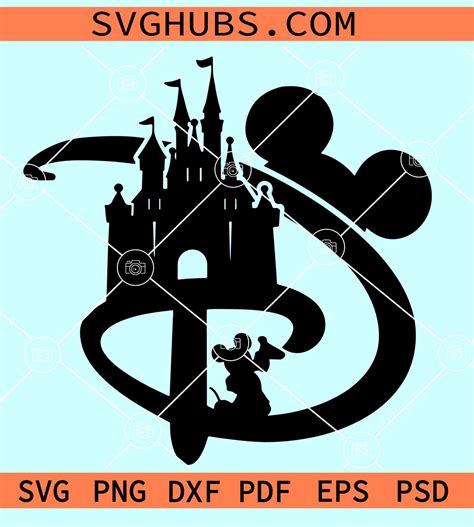 Disney D Castle Mickey SVG, Disney castle Svg, Magic Kingdom SVG