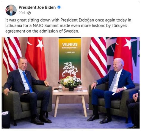 Joe Biden Cumhurba Kan Erdo An La Nato Zirvesi Nde Bir Araya Gelmek