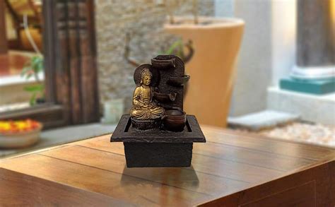 Ethnic Karigari Home Decor Polystone Indoor Table Top Buddha Water