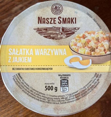 Salatka Warzywna Z Jajkiem Nasze Smaki Kalorie Kj A Nutri N Hodnoty