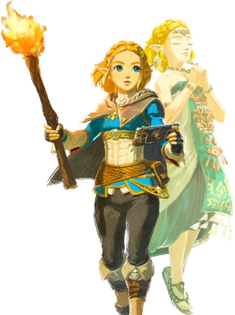 Zelda tenant sa torche et Zelda apparaissant à Link dans sa tenue