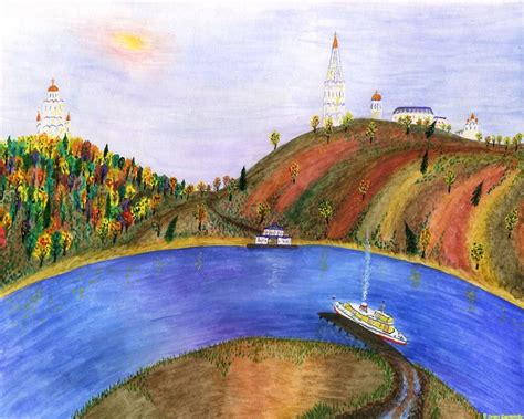 Рисунки рассвета на Москва-реке