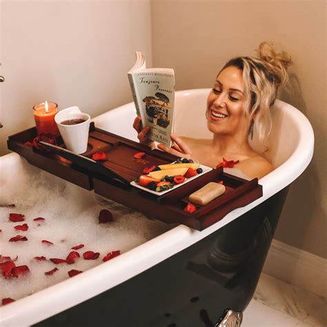 Luxury Bamboo Bathtub Caddy Order Yours Today Estala Skin Care