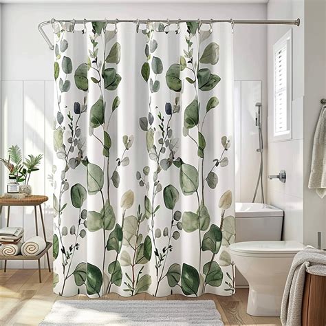 Eucalyptus Leaf Shower Curtain Refreshing Bathroom Decor With