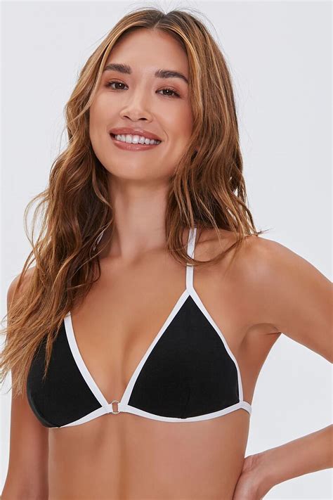 Contrast Trim Triangle Bikini Top