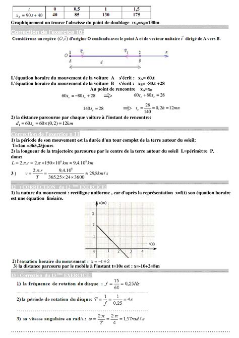 Le Mouvement Corrigé Série Dexercices 1 Alloschool