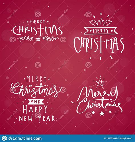 Merry Christmas Typography Set Stock Vector Illustration Of Event