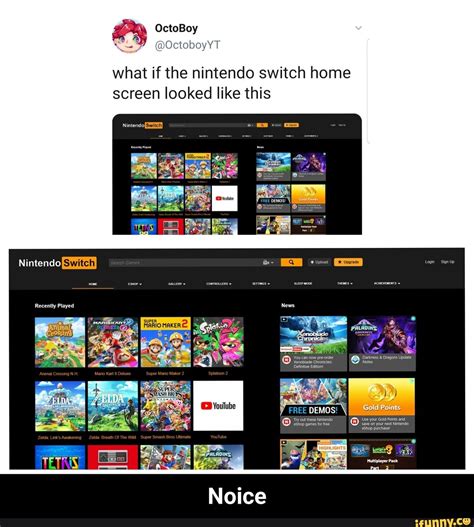 What if the nintendo switch home screen looked like this Nintendo ...