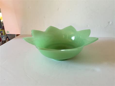 Fenton Jadeitejade Lotus Console Bowl By Pastyearstreasures On Etsy Jadeite Fenton Lotus