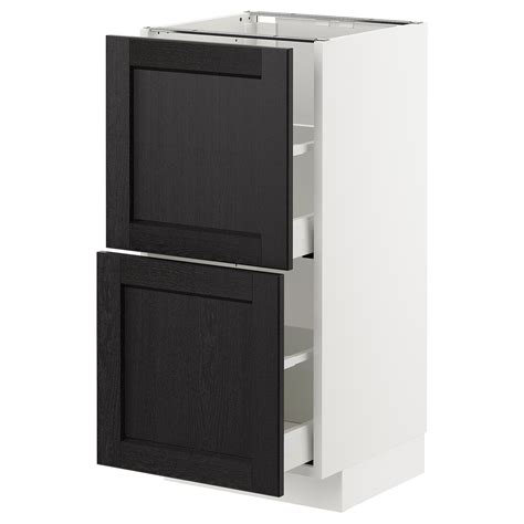 Metod Base Cabinet With 2 Drawers White Maximera Lerhyttan Black