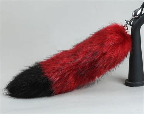 Red Black Fluffy Fox Tail Plug And Ear Set Wolf Tail Butt Plug Etsy