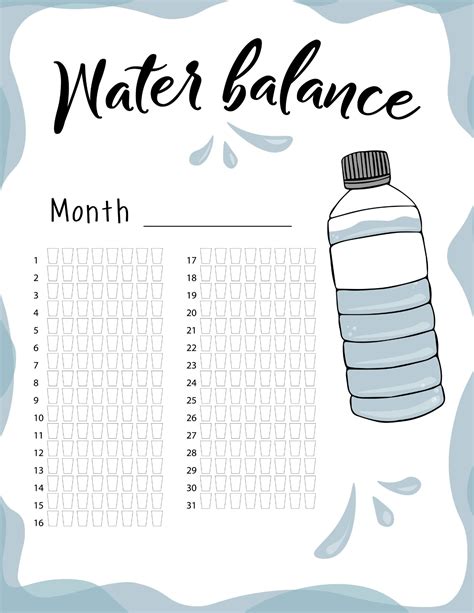 Free Printable Water Intake Chart