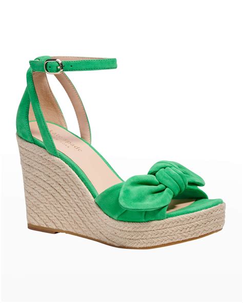 Kate Spade New York Tianna Suede Bow Wedge Espadrille Sandals Neiman