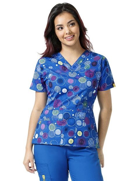 Wonderwink Origins Bubble Pop V Neck Print Scrub Top Lydiasuniforms