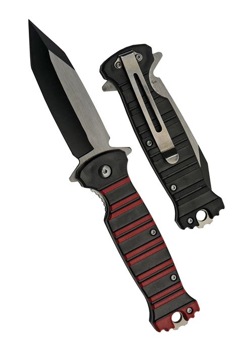 Rite Edge Black Red Spring Assist Folding Knife 35 Tanto Blade Combat