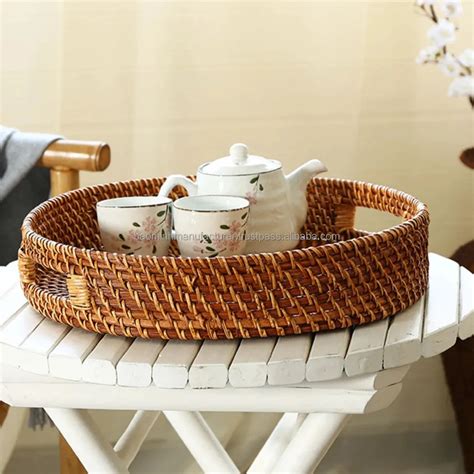 Rattan Weave Tray Round Rattan Tray Rattan Tray With Handle