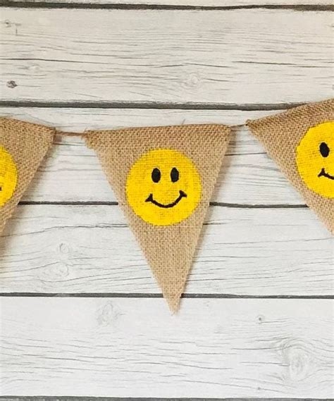 Smiley Face Burlap Banner, Happy Face Banner, Classroom Banner - Etsy ...