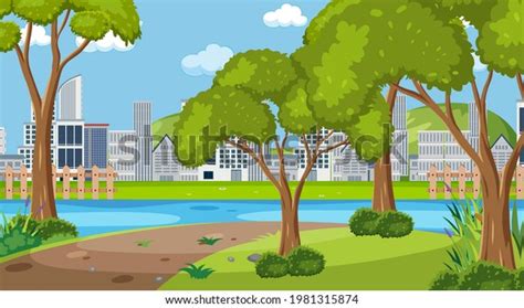 empty nature park landscape scene cityscape stock vector royalty