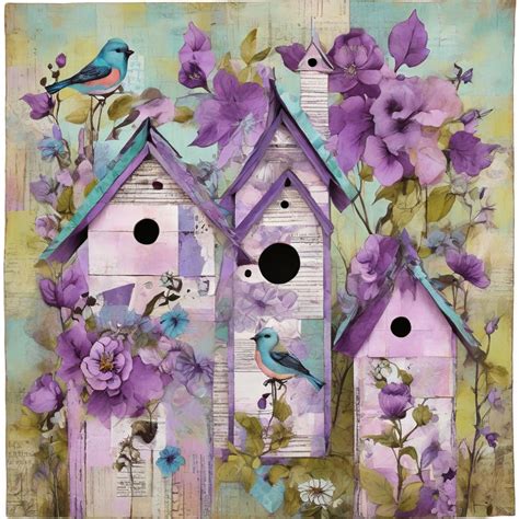 Birds And Birdhouses Art Print Free Stock Photo Public Domain Pictures