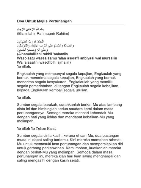 Doa Untuk Majlis Pertunangan Pdf