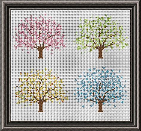 Four Seasons Tree Cross Stitch Pattern Pdf Instant Download