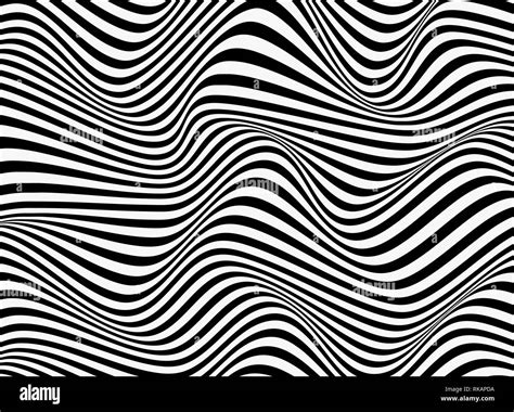 Abstract Background Of Black And White Stripe Line Pattern Wavy Design