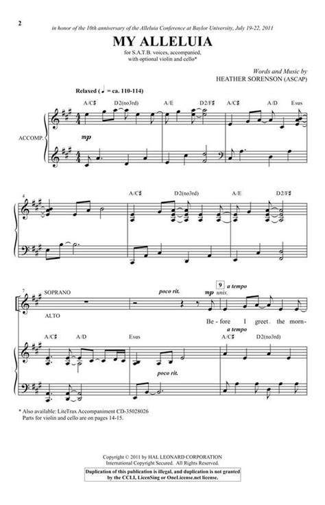 My Alleluia By Heather Sorenson Mixed Choir Sheet Music