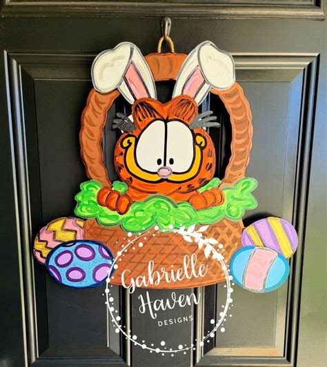 Garfield Easter Bunny In Basket Door Hanger Or Sign In 2022 Easter