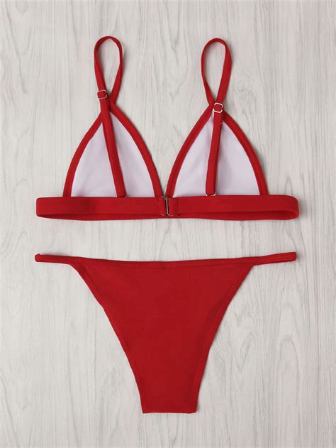 Adjustable Strap Triangle Bikini Set SheIn Sheinside