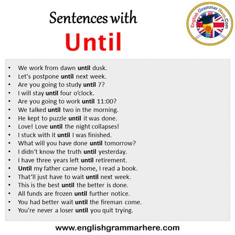 Sentences With Until Until In A Sentence In English Sentences For