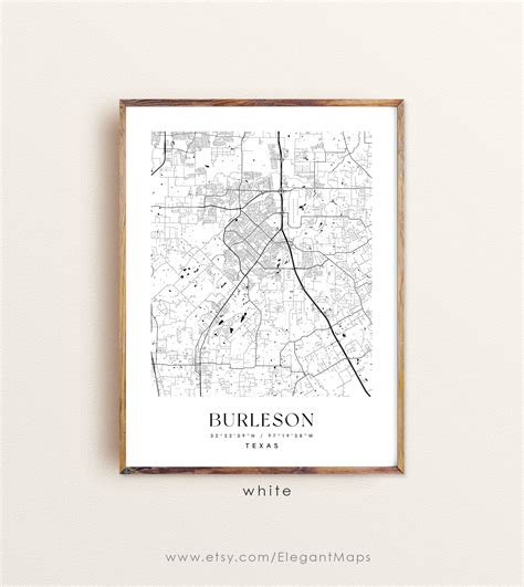 Burleson Texas Map Burleson TX Map Burleson City Print - Etsy