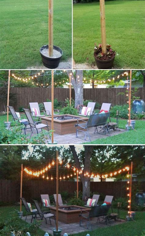 Diy String Light Pole For Deck