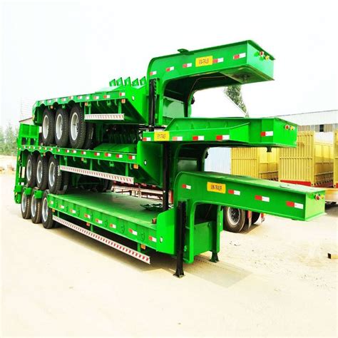 Heavy Duty Axles Ton Lowbed Lowboy Low Loader Truck Semi Trailer