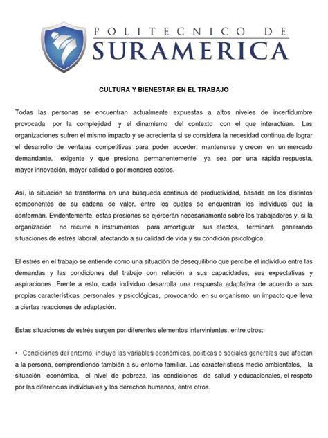 Documento De Apoyo Bienestar Laboral 2 Pdf Bienestar Liderazgo